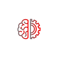 An icon that goes from grey to red - half of it is a brain, half is a cog